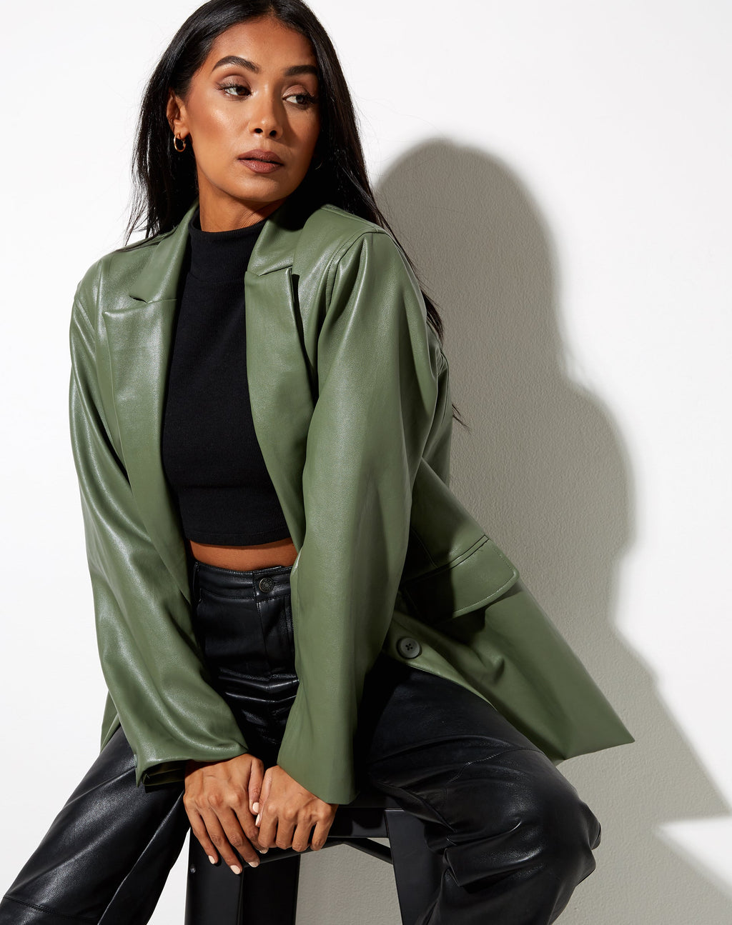Saken blazer in Pu groen