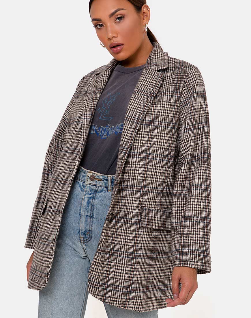 Saken blazer in grijs geruit