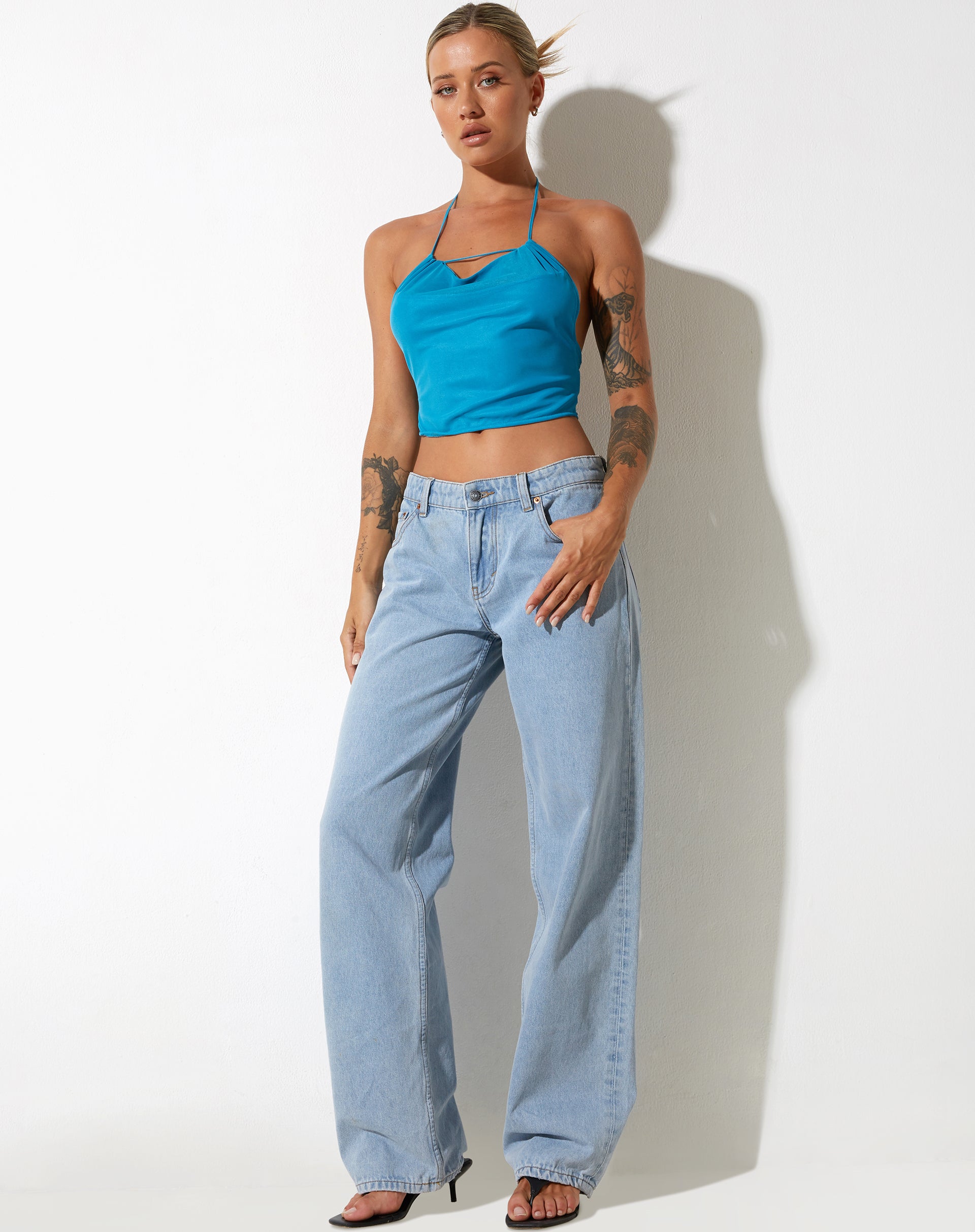 Afbeelding van Salet Crop Top in Mesh Turquoise
