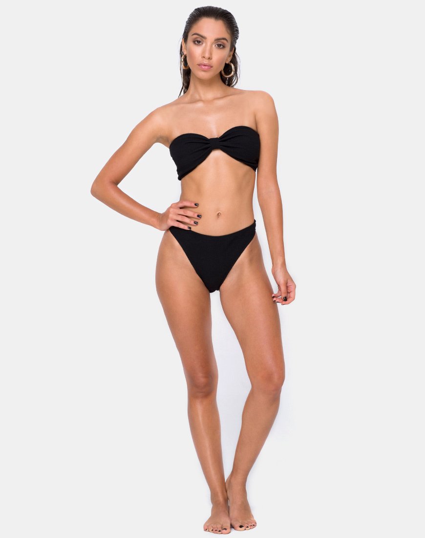 Samara Bikinibroekje in Crinkle Rib Zwart