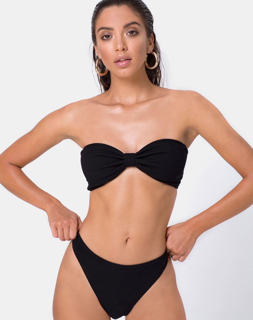 Samara Bikinitop in Crinkle Rib Zwart