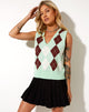 Afbeelding van Sami Vest Top in Argyle Groen Crème en Bruin