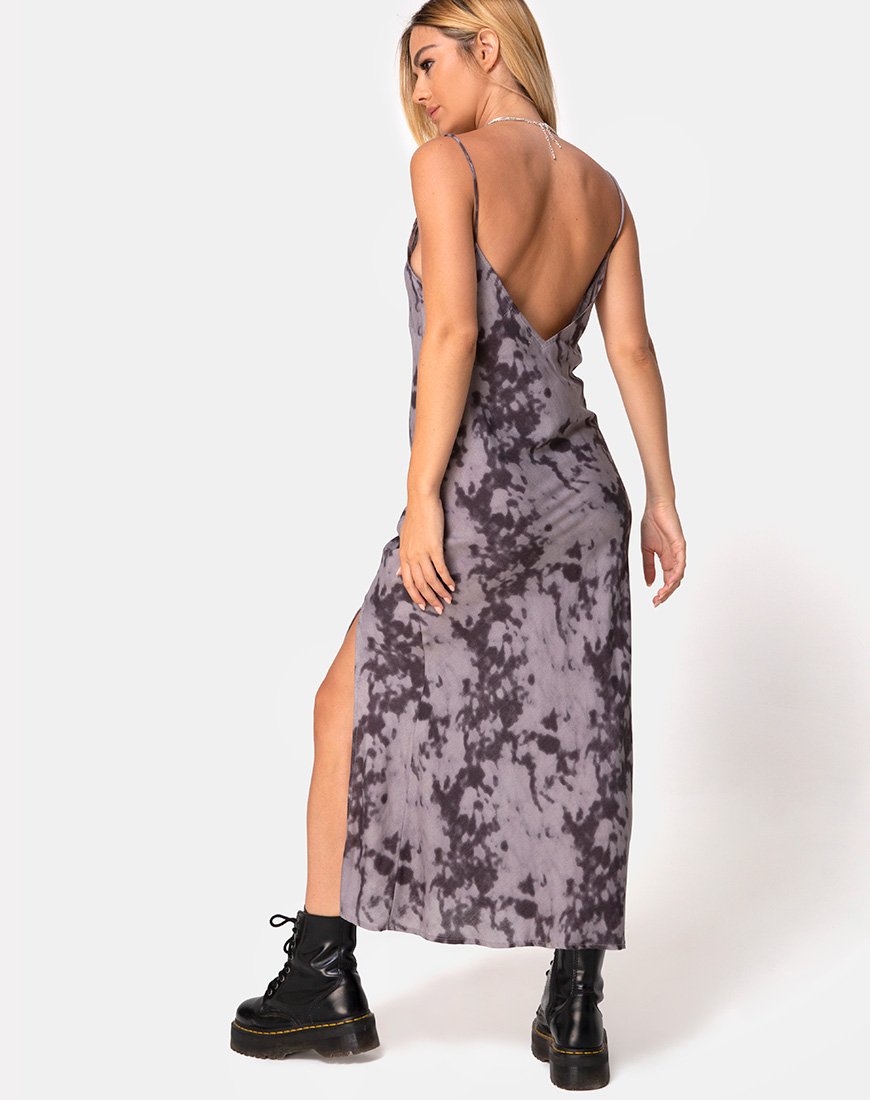 Afbeelding van Samia Midi Dress in Grey Bleached Tie Dye