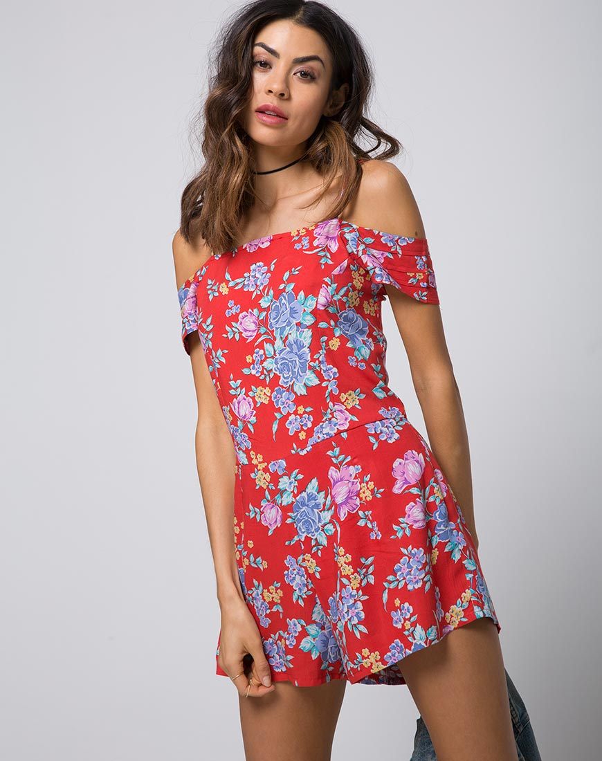 Afbeelding van Samitta Cold Shoulder Playsuit in Vintage Fleur