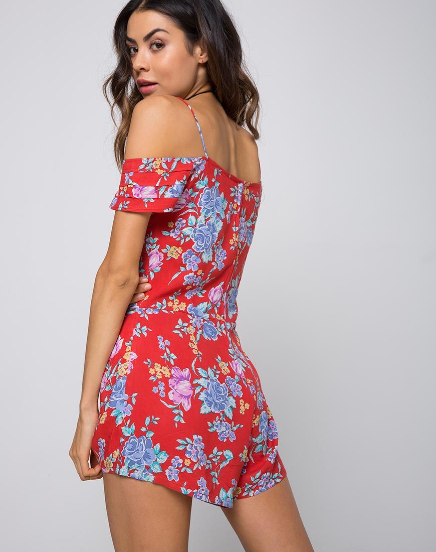 Afbeelding van Samitta Cold Shoulder Playsuit in Vintage Fleur
