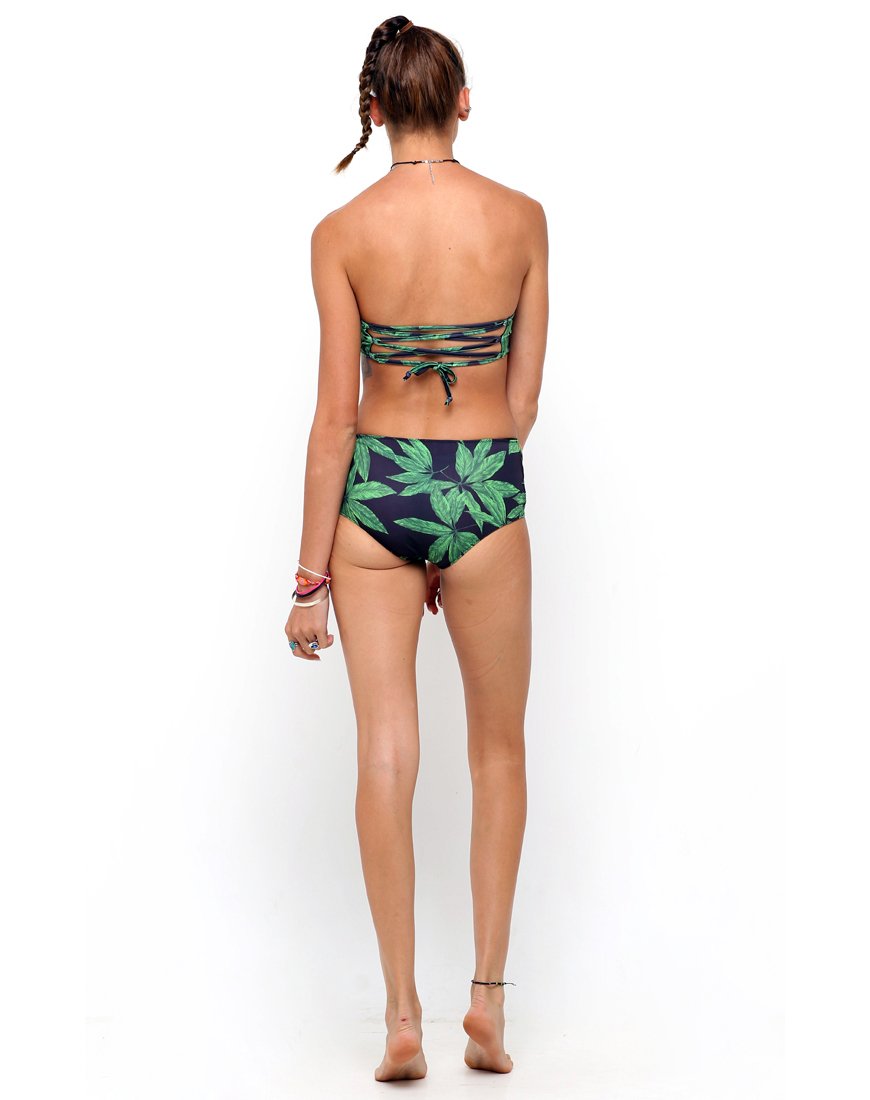 Afbeelding van Sandrift Strapless Bikinibroekje in Palm Leaf Green