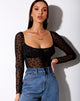 Afbeelding van Sanila Crop Top in Black Flock Flutterby
