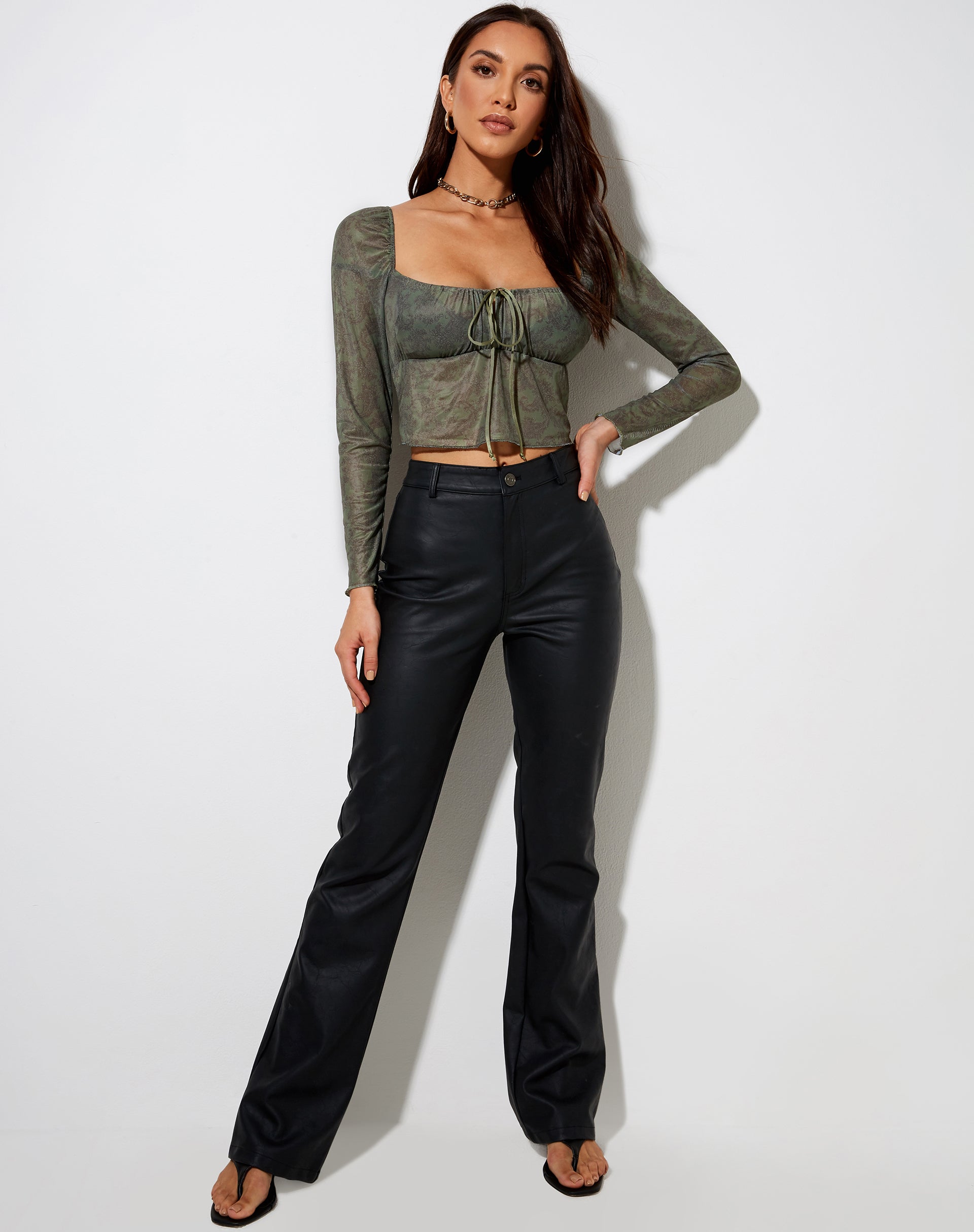Afbeelding van Sanila Crop Top in Mono Paisley Groen