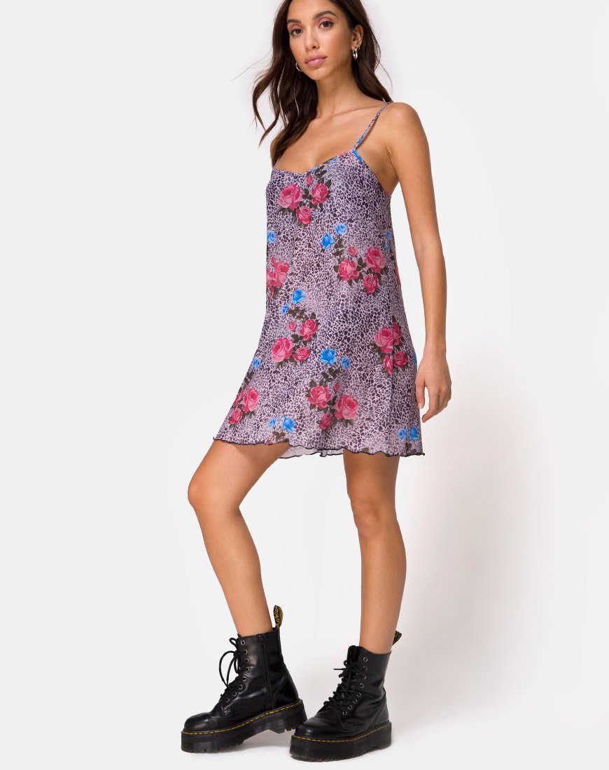 Afbeelding van Sanita Jurk in Jungle Rose Print Net