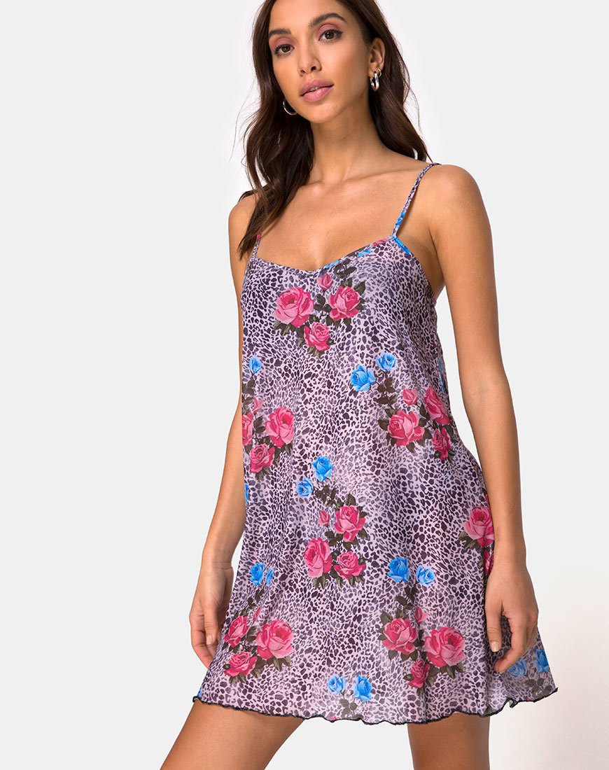 Afbeelding van Sanita Jurk in Jungle Rose Print Net