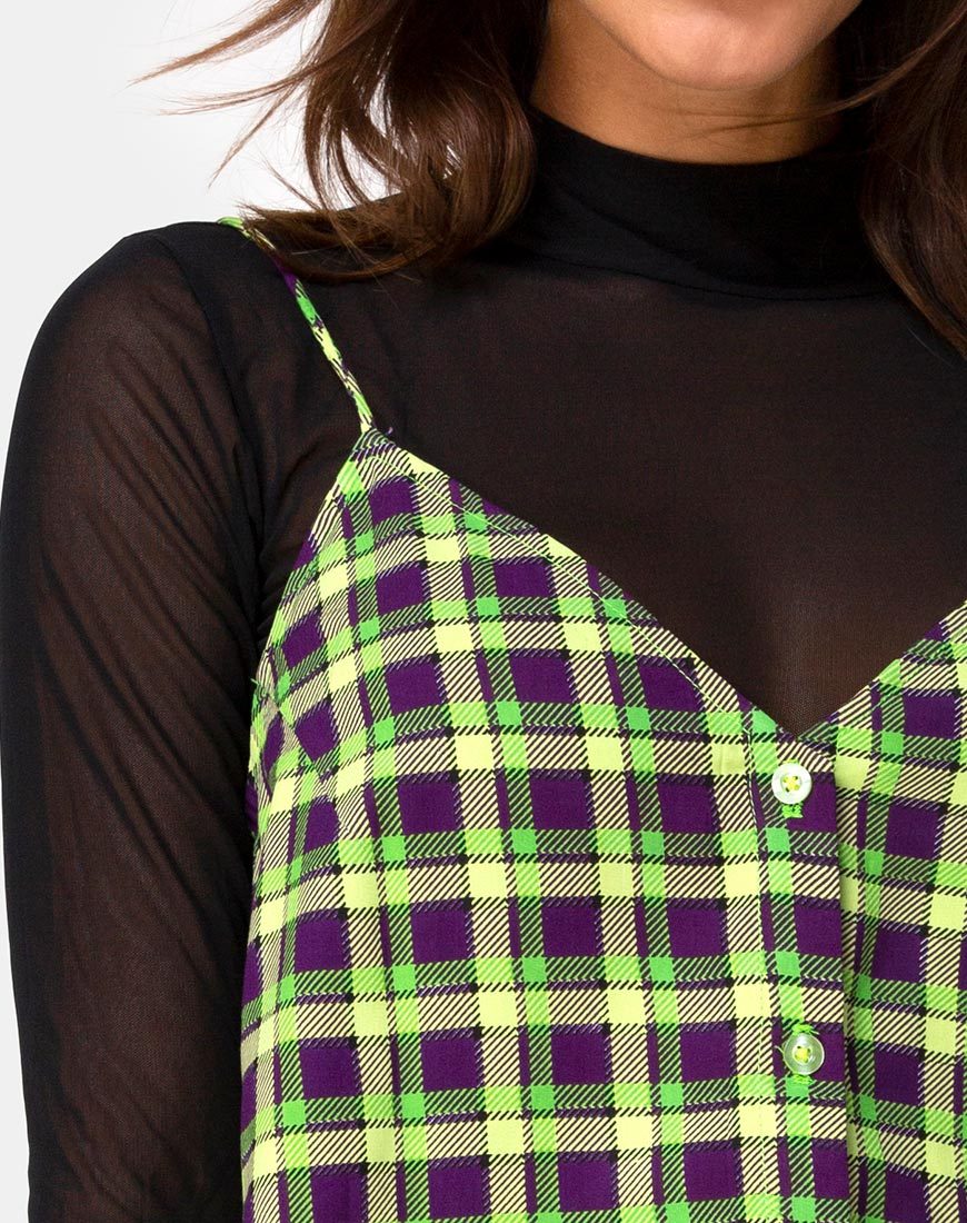 Afbeelding van Sanna Slip Dress in Groen en Paars Ruitje