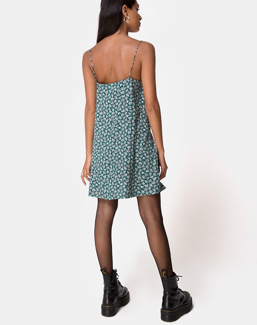 Afbeelding van Sanna Slip Dress in Floral Bloom Green