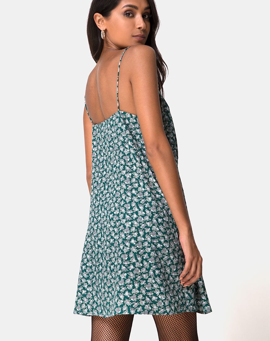 Afbeelding van Sanna Slip Dress in Floral Bloom Green