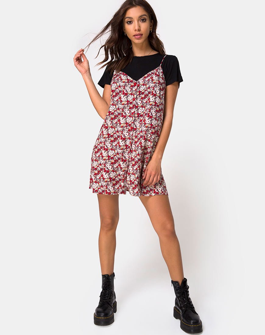 Afbeelding van Sanna Slip Dress in Floral Charm Red