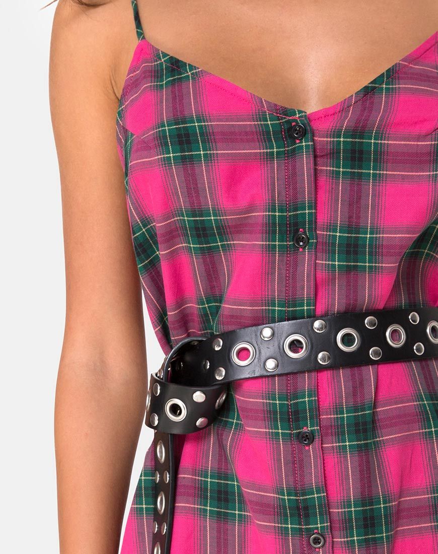 Afbeelding van Sanna Slip Dress in Roze en Groen Ruitje