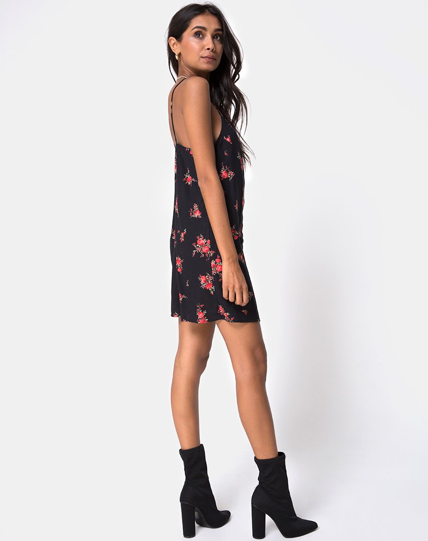 Afbeelding van Sanna Slip Dress in Soi Rose Zwart en Rood