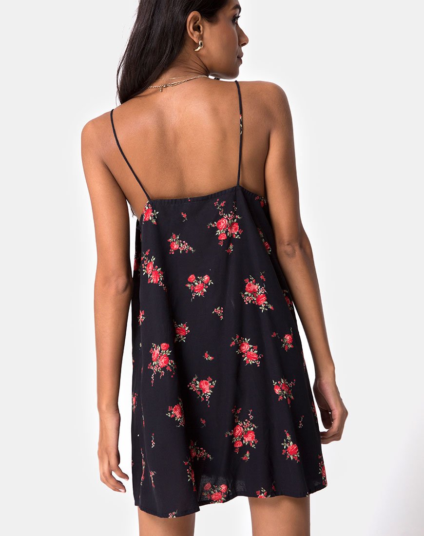 Sanna Slip Dress in Soi Rose Zwart en Rood