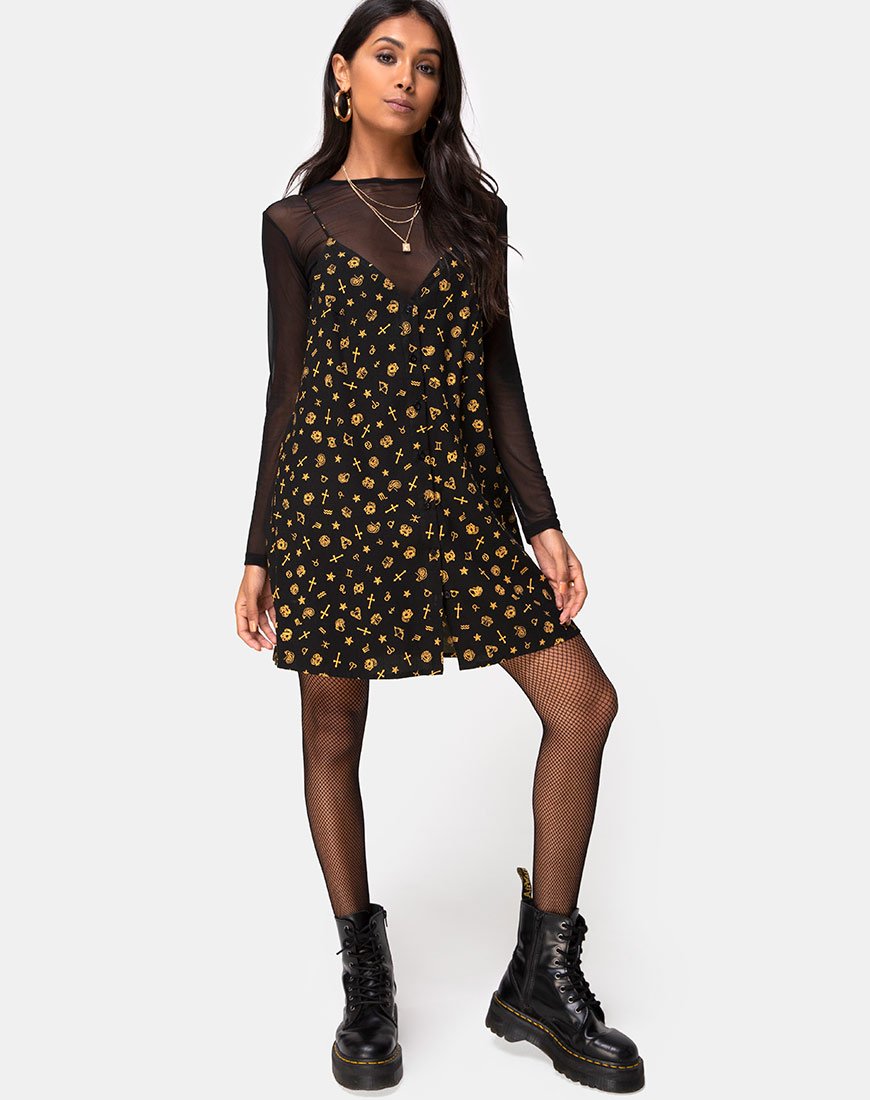 Afbeelding van Sanna Slip Dress in Mini Astro Zwart