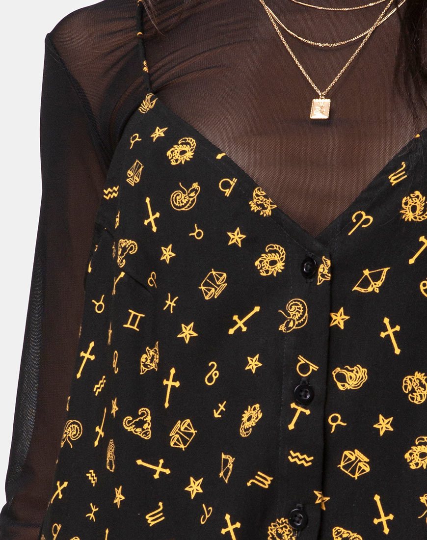 Afbeelding van Sanna Slip Dress in Mini Astro Zwart