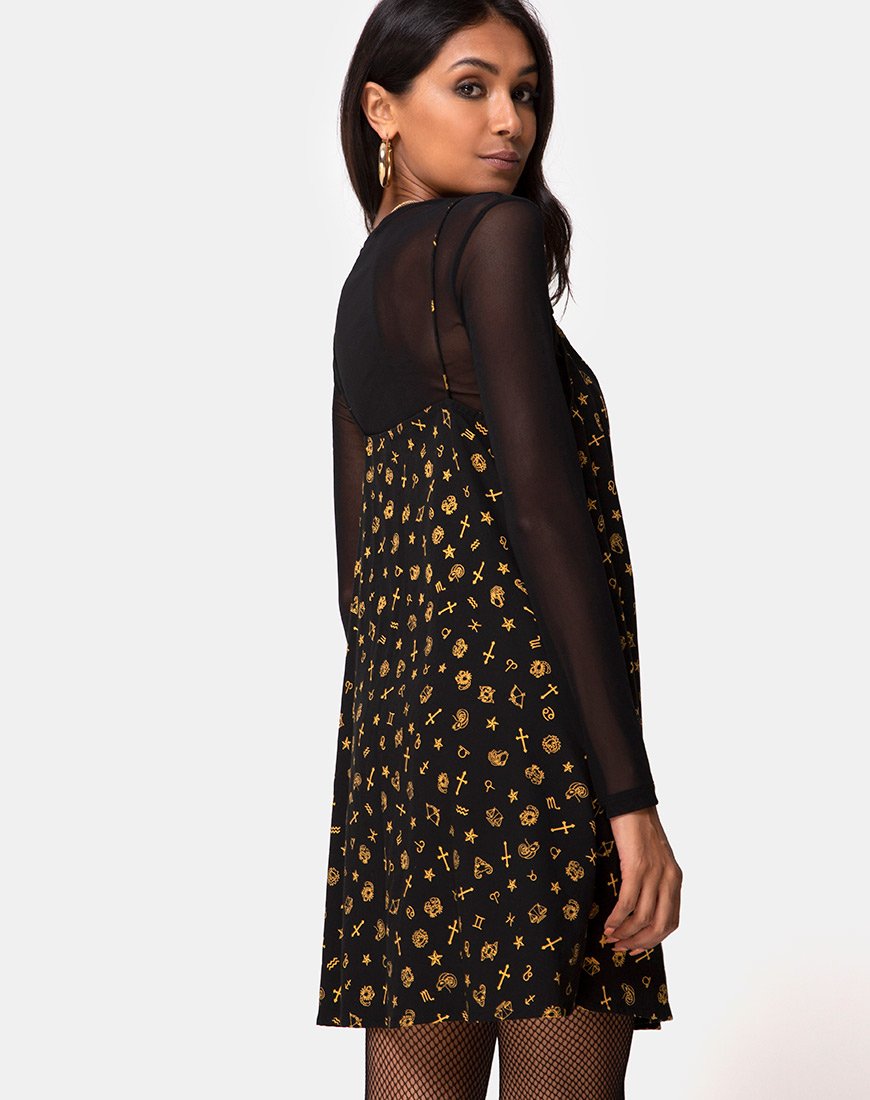 Afbeelding van Sanna Slip Dress in Mini Astro Zwart