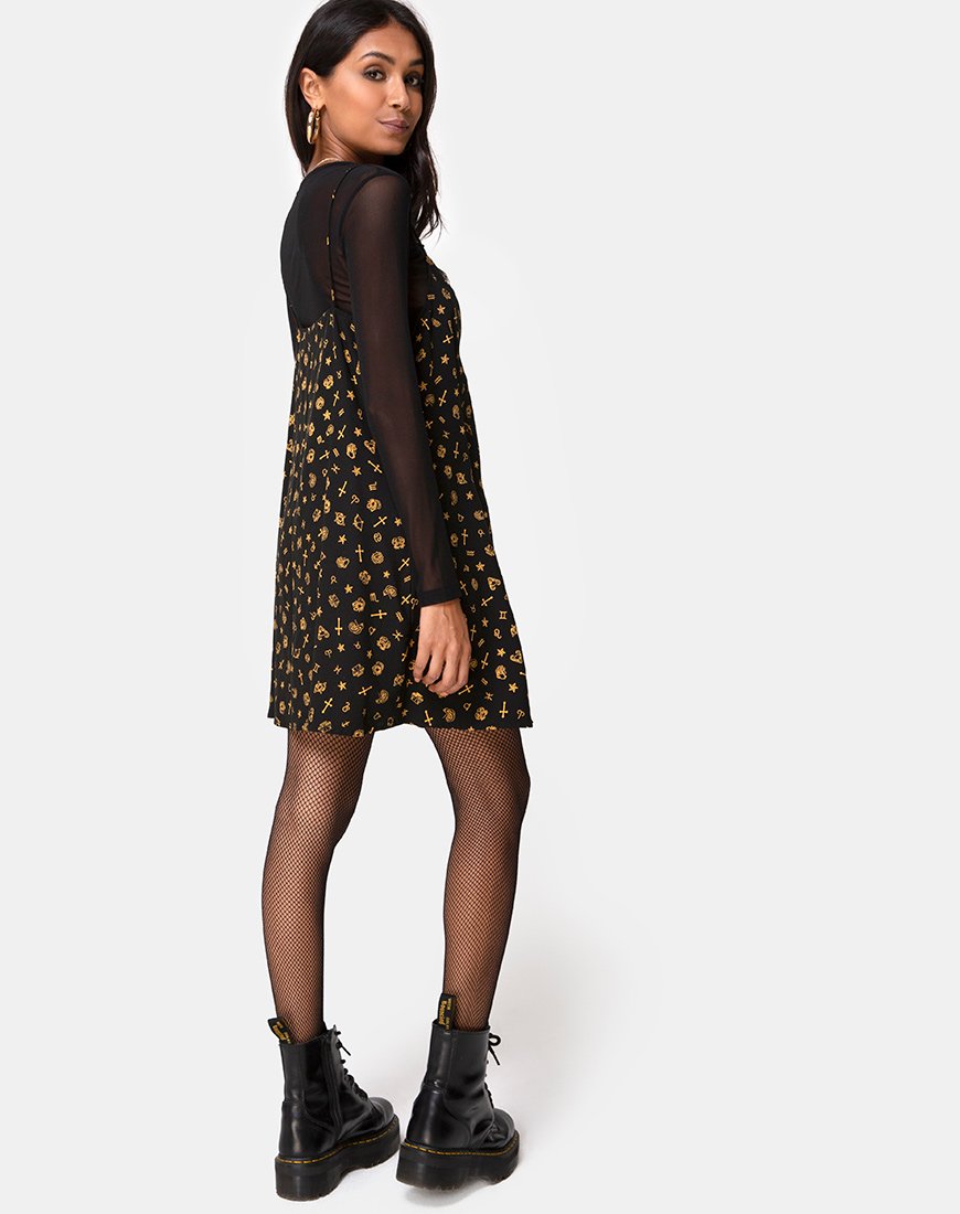 Afbeelding van Sanna Slip Dress in Mini Astro Zwart