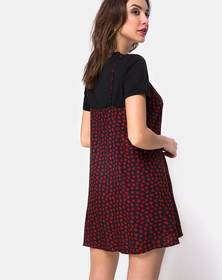 Afbeelding van Sanna Slip Dress in Dotty Rose Zwart