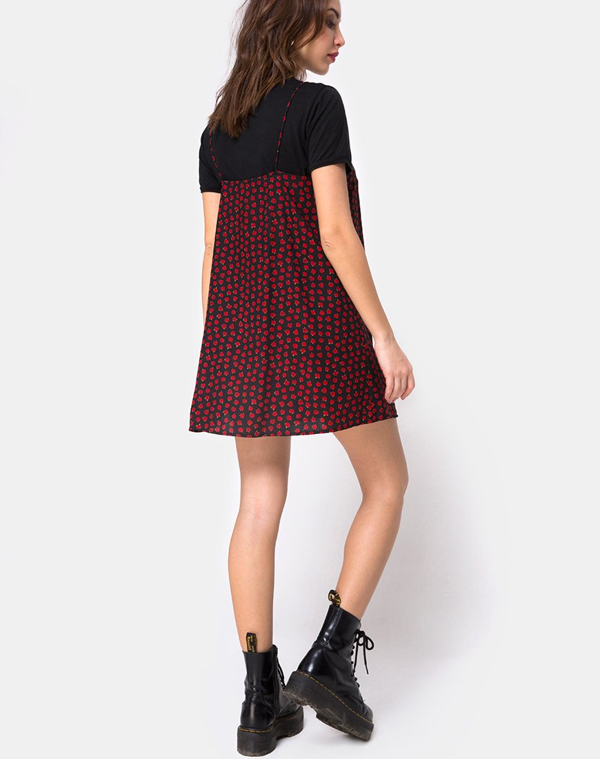 Afbeelding van Sanna Slip Dress in Dotty Rose Zwart