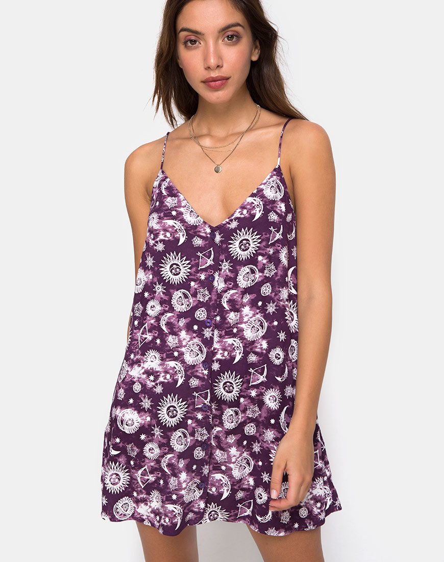 Afbeelding van Sanna Slip Dress in Purple Zodiac