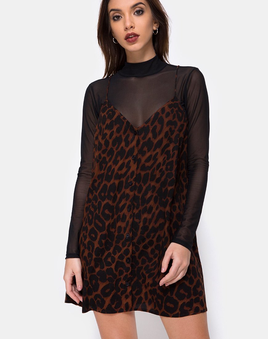 Sanna Slip Dress in Oversized Jaguar Bruin