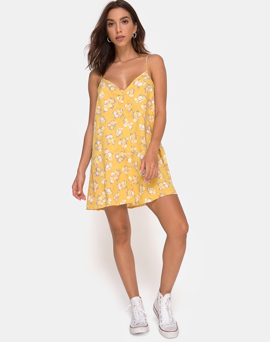 Afbeelding van Sanna Slip Dress in Rose Bunch Yellow