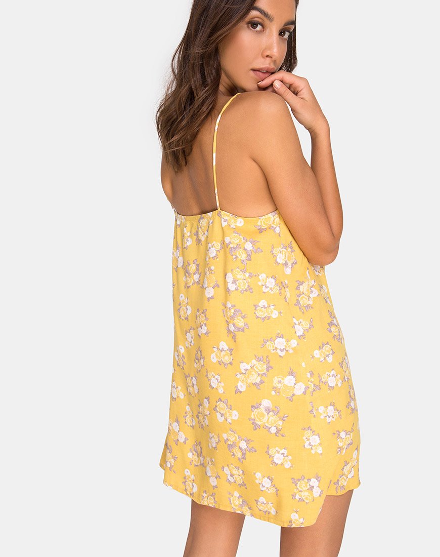 Afbeelding van Sanna Slip Dress in Rose Bunch Yellow