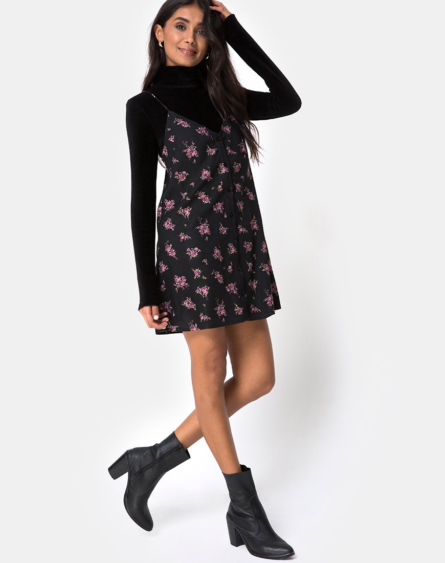 Afbeelding van Sanna Slip Dress in Sohey Rose Zwart