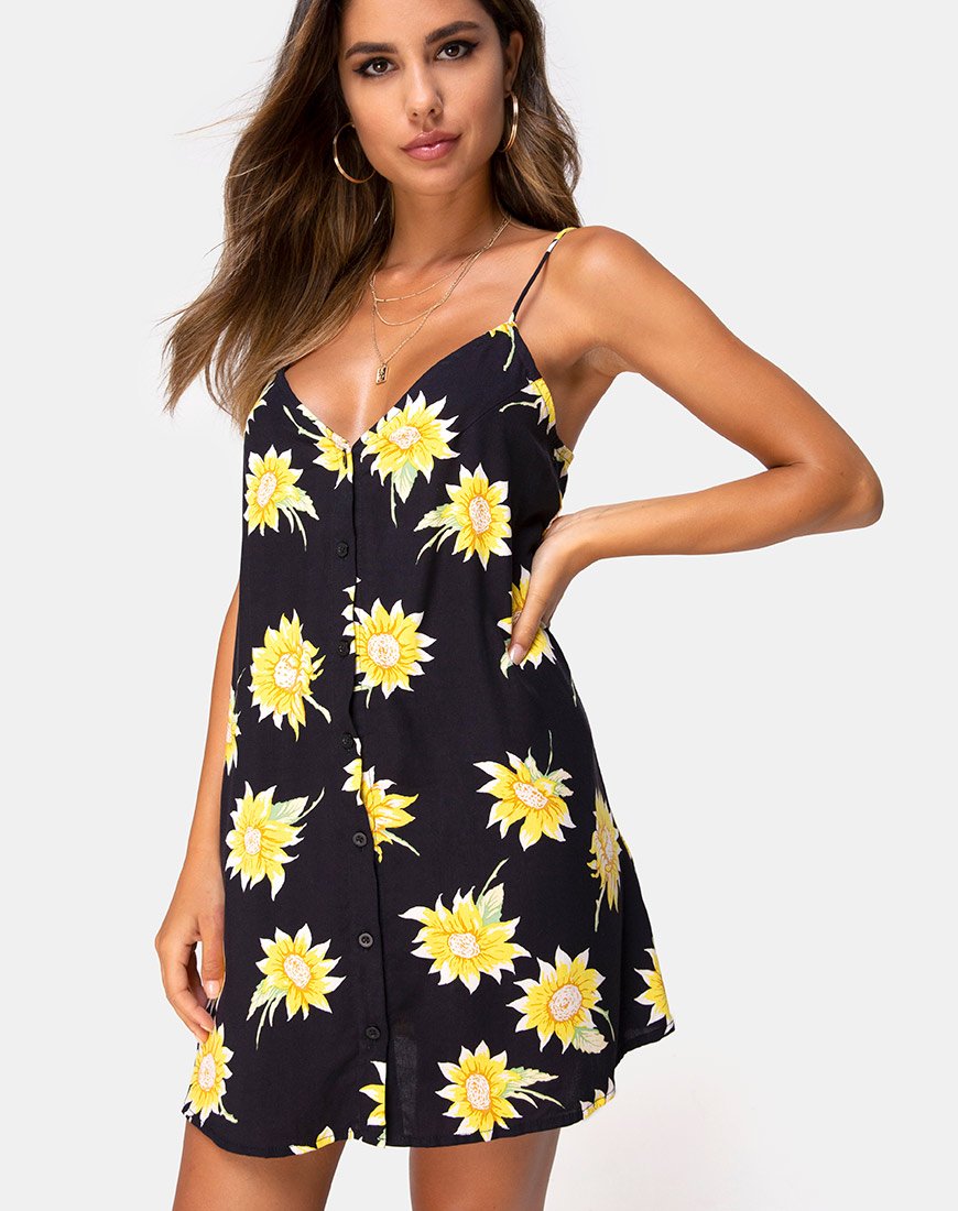 Afbeelding van Sanna Slip Dress in Sunny Days Zwart