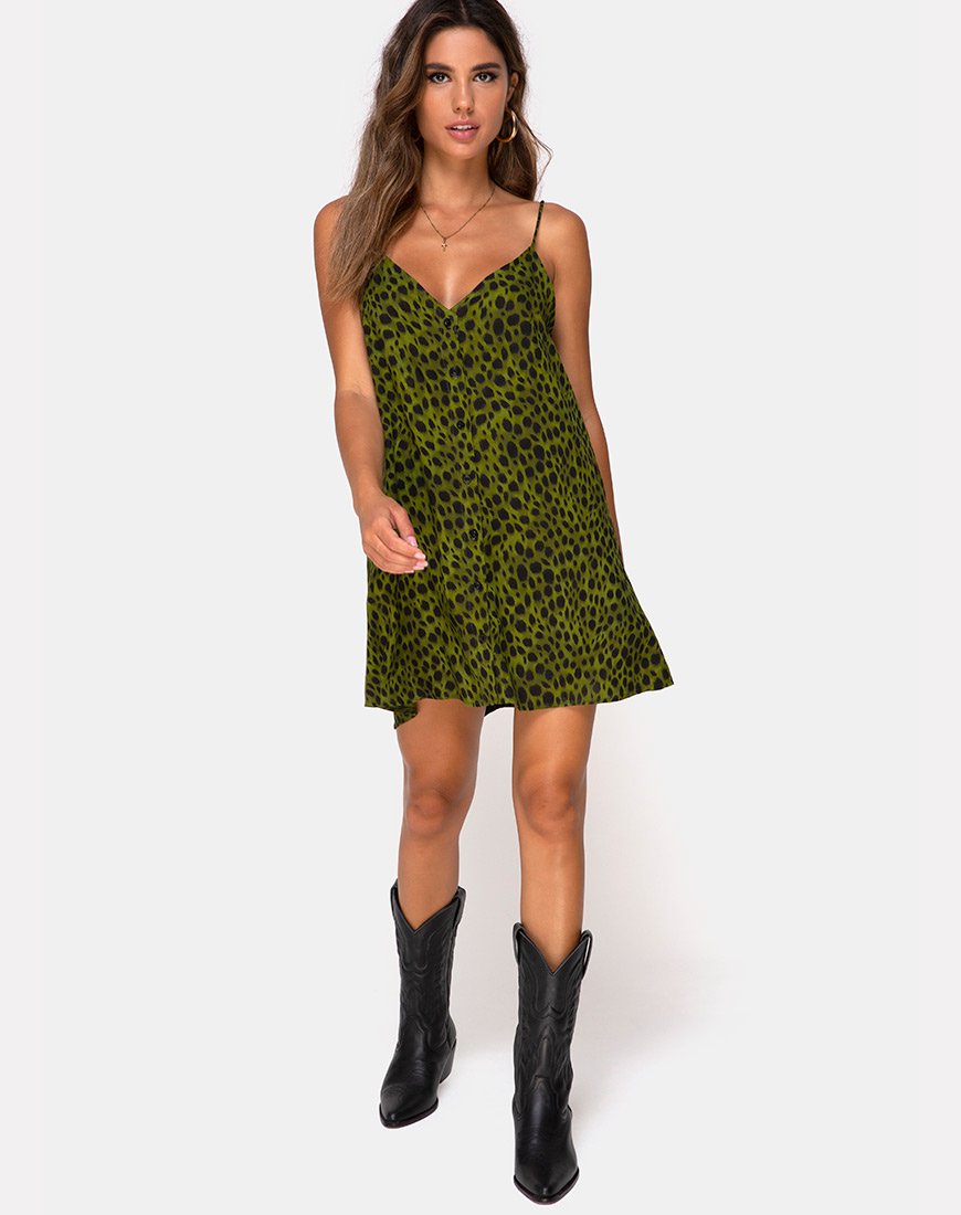Afbeelding van Sanna Slip Dress in Cheetah Khaki