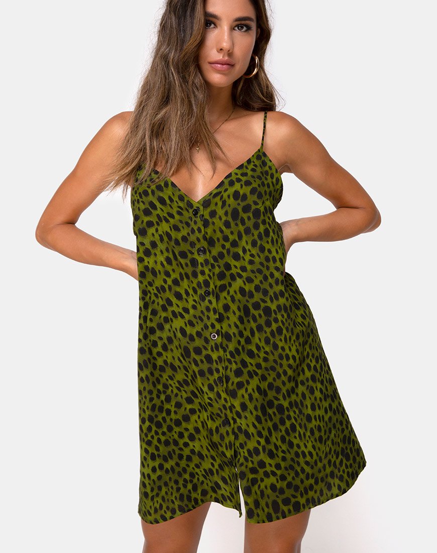 Afbeelding van Sanna Slip Dress in Cheetah Khaki
