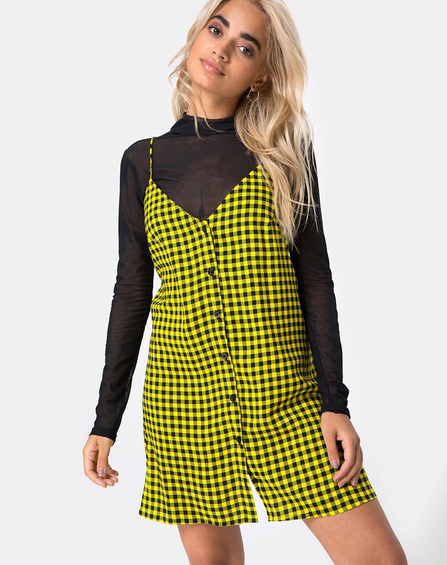 Sanna Slip Dress in Medium Gingham Geel