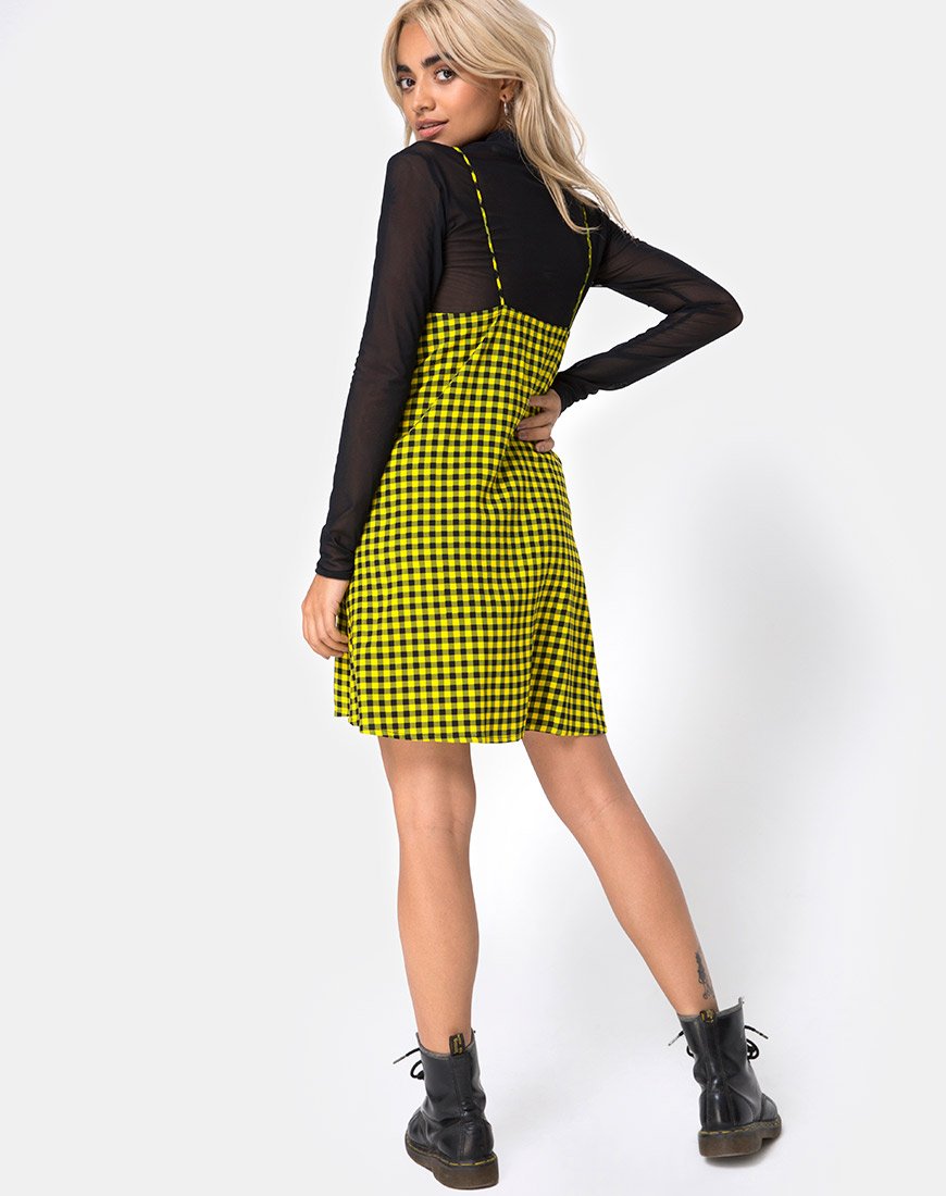 Afbeelding van Sanna Slip Dress in Medium Gingham Geel