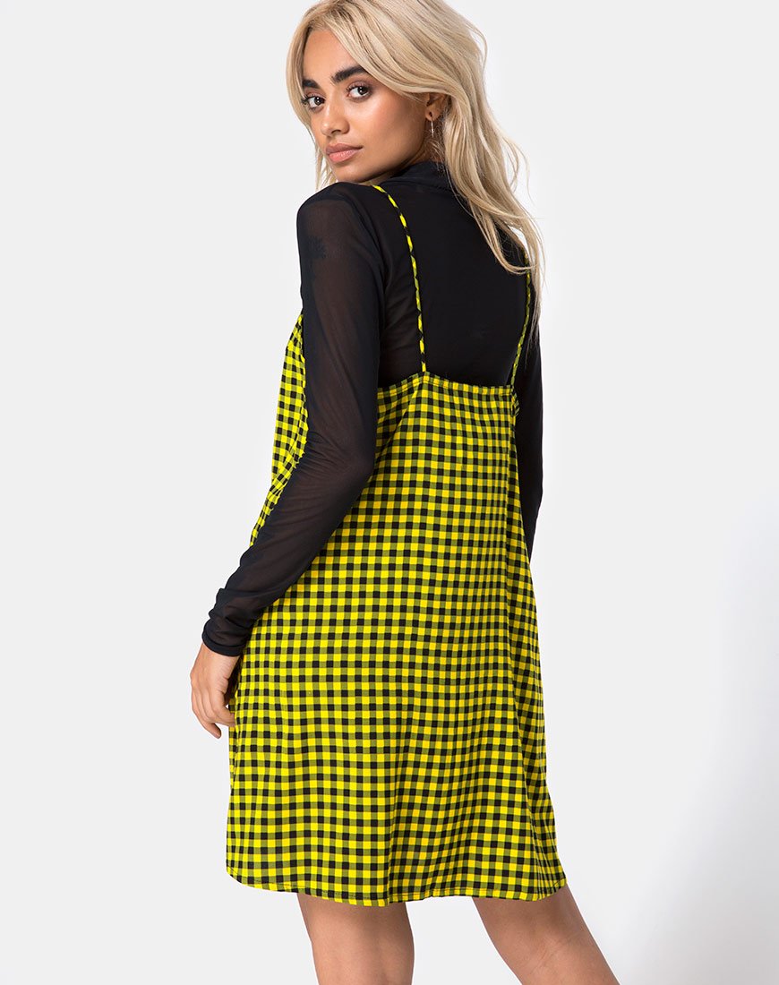 Sanna Slip Dress in Medium Gingham Geel