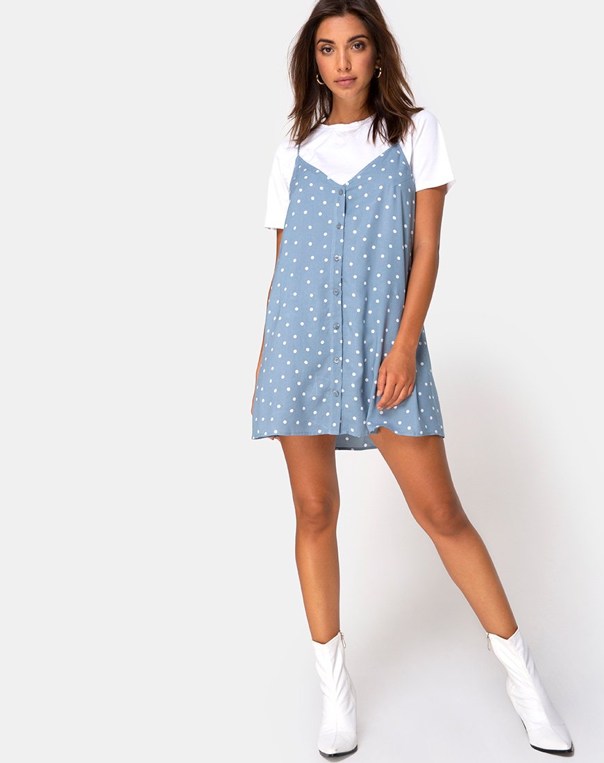 Afbeelding van Sanna Slip Dress in Skater Polka Blue