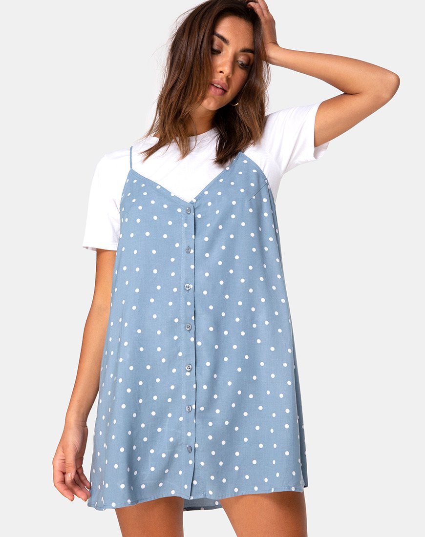 Afbeelding van Sanna Slip Dress in Skater Polka Blue