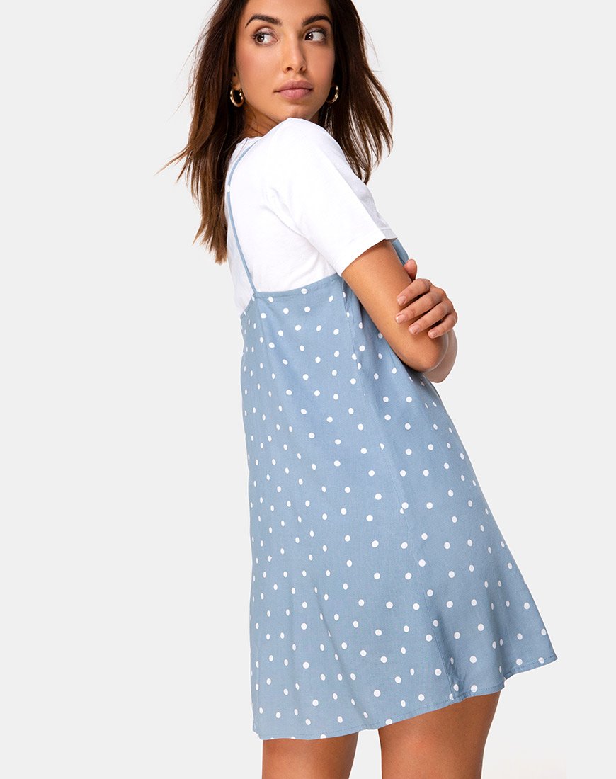 Afbeelding van Sanna Slip Dress in Skater Polka Blue