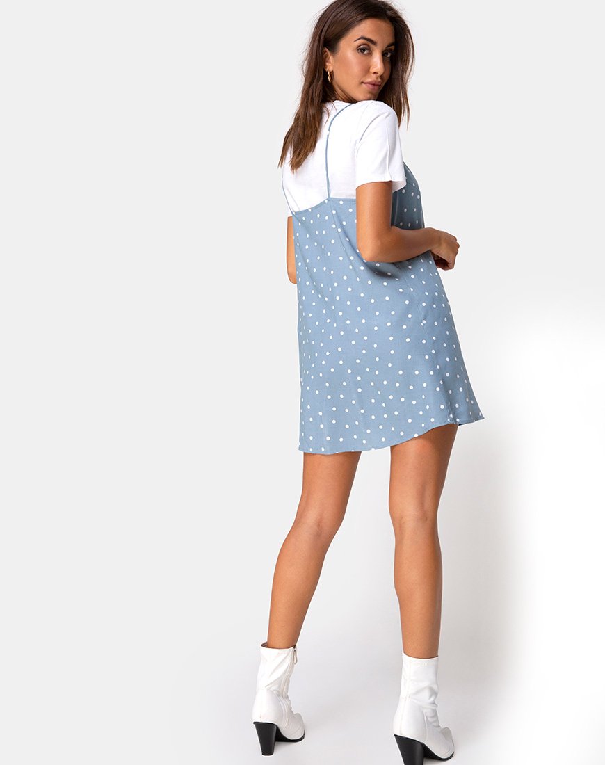 Afbeelding van Sanna Slip Dress in Skater Polka Blue