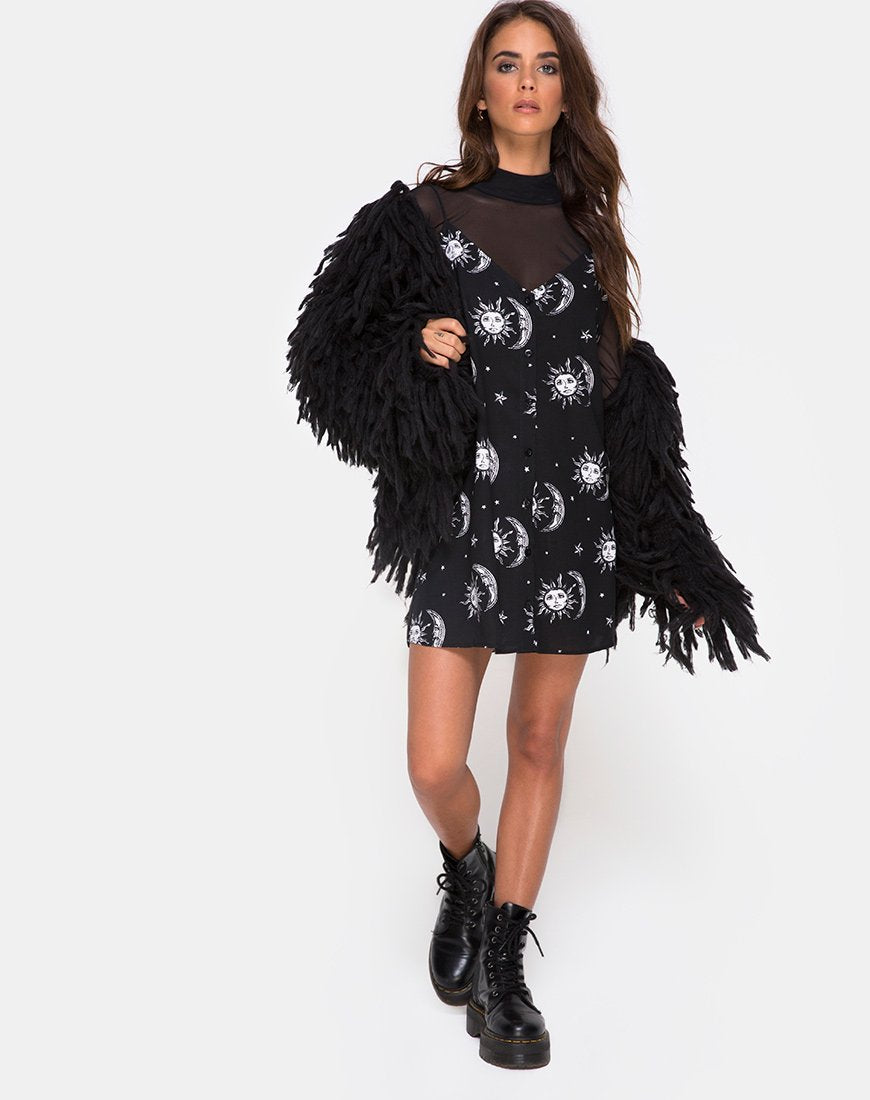 Afbeelding van Sanna Slip Dress in Sun Moon Stars BW