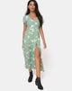 Afbeelding van Sanrin Maxi Dress in Mono Flower Green