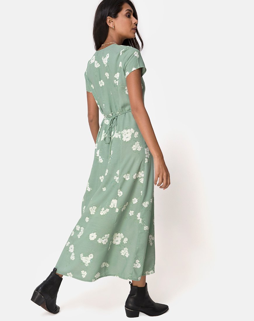 Afbeelding van Sanrin Maxi Dress in Mono Flower Green