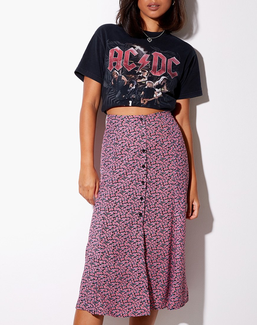 Sanya Midi rok in Floral Fun Pink
