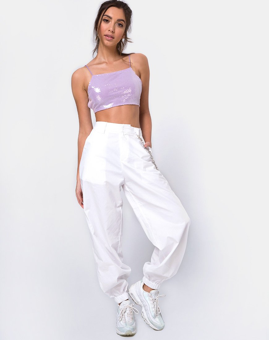 Afbeelding van Sasha Crop Top in Matte Mini Pailletten Lila