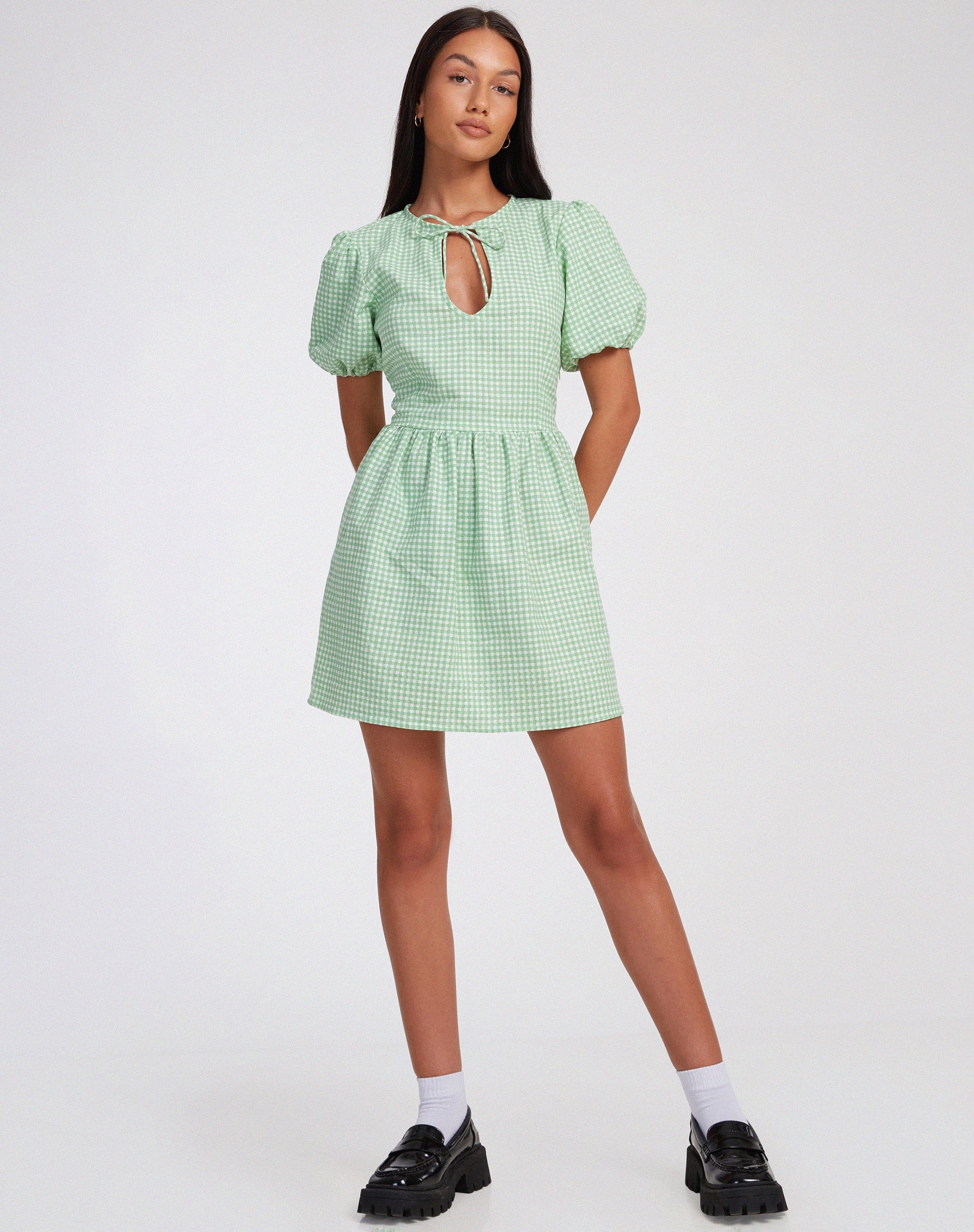 Afbeelding van Sashio Mini jurk in Mini Gingham groen