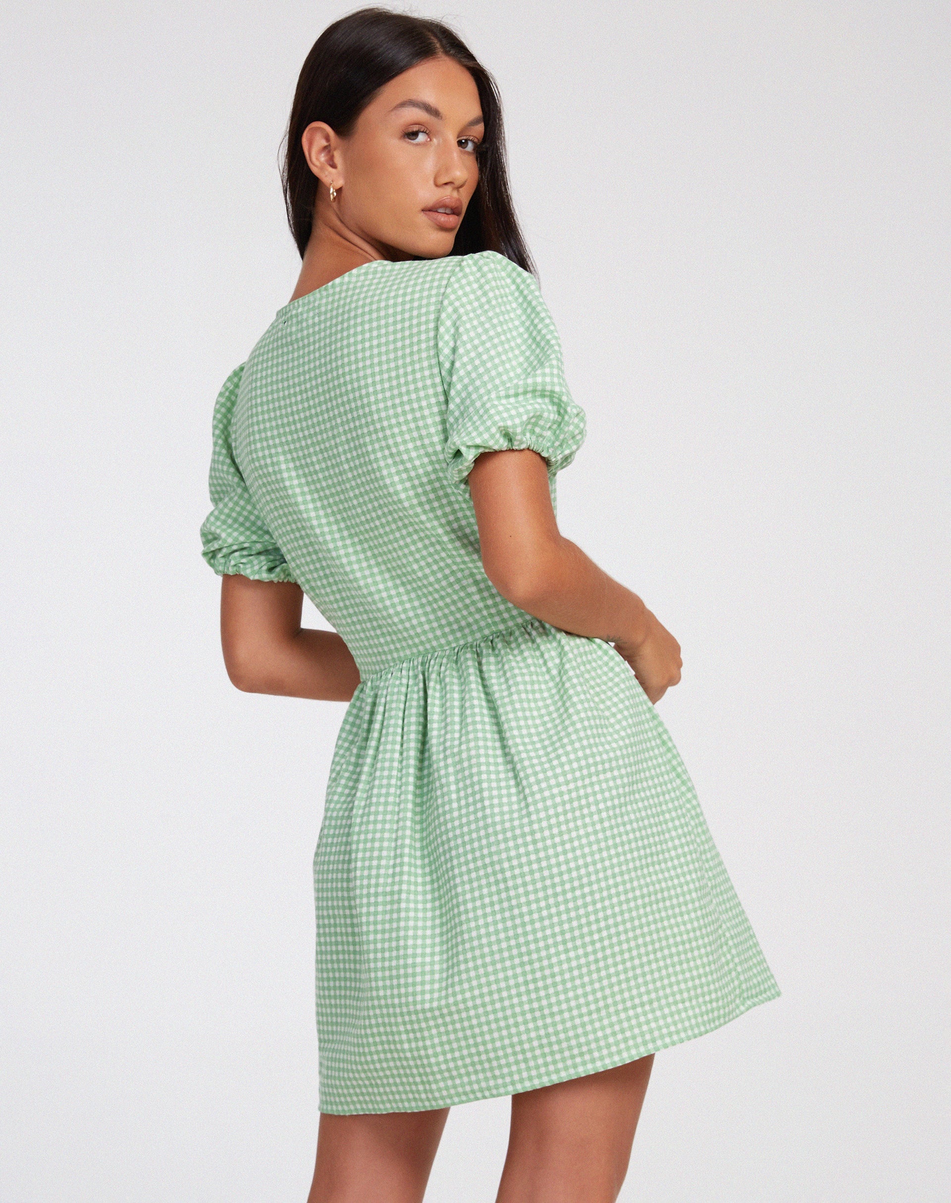 Afbeelding van Sashio Mini jurk in Mini Gingham groen