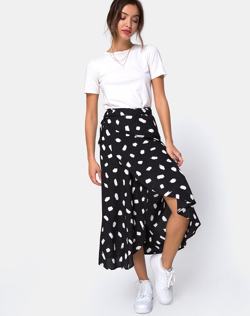 Afbeelding van Satha Midi rok in Diana Stip Zwart